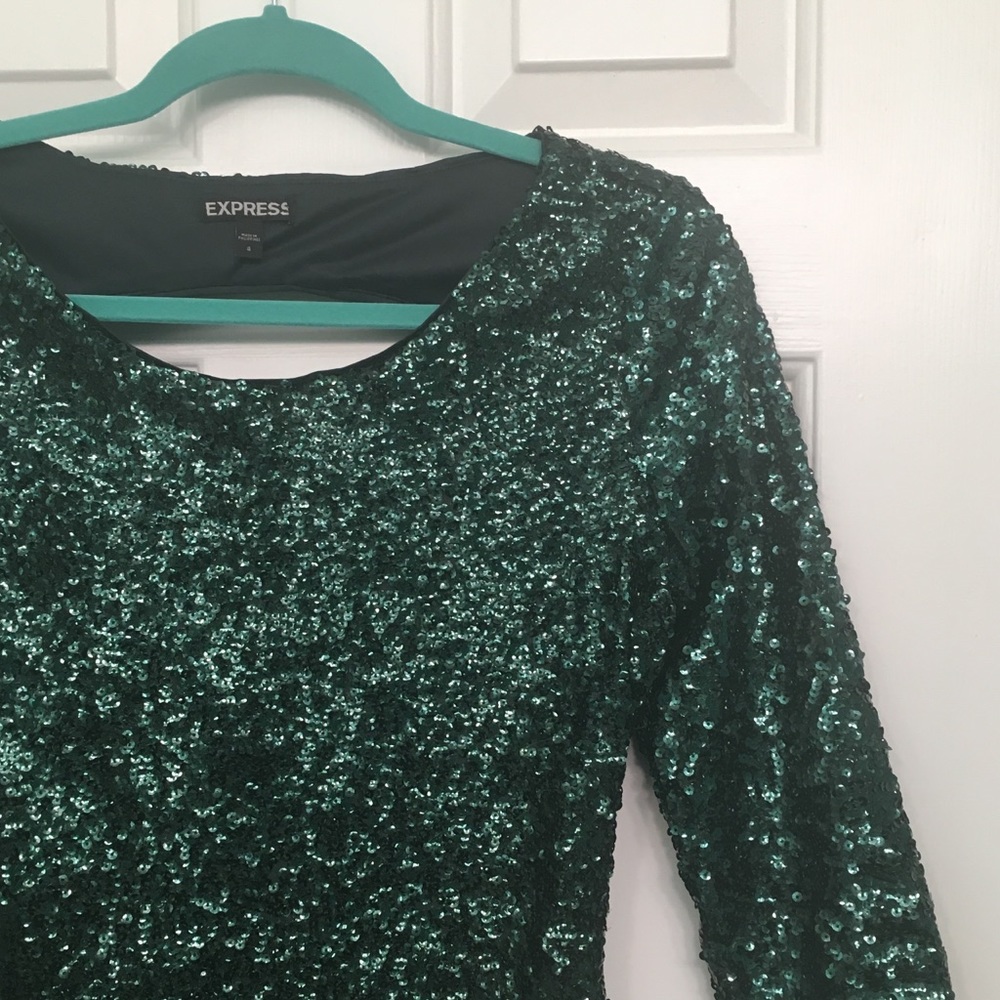 Express | Green Sequin Dress